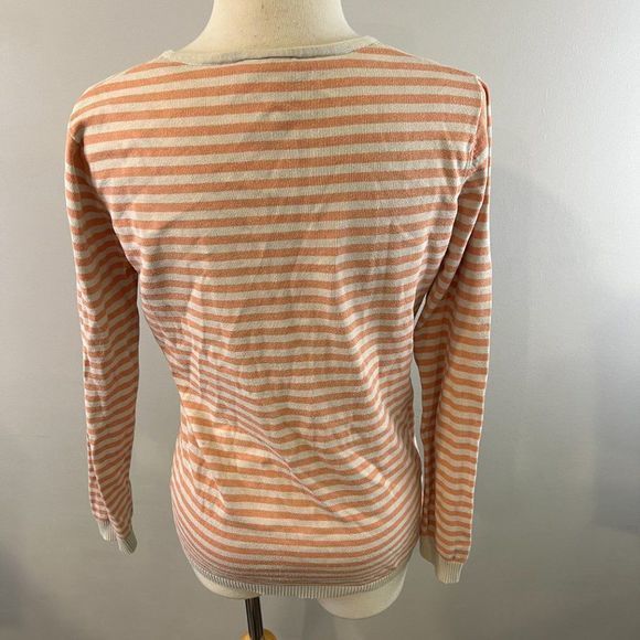 LACOSTE‎ Orange Cream Stripe V Neck Sweater (40) - Picture 5 of 8